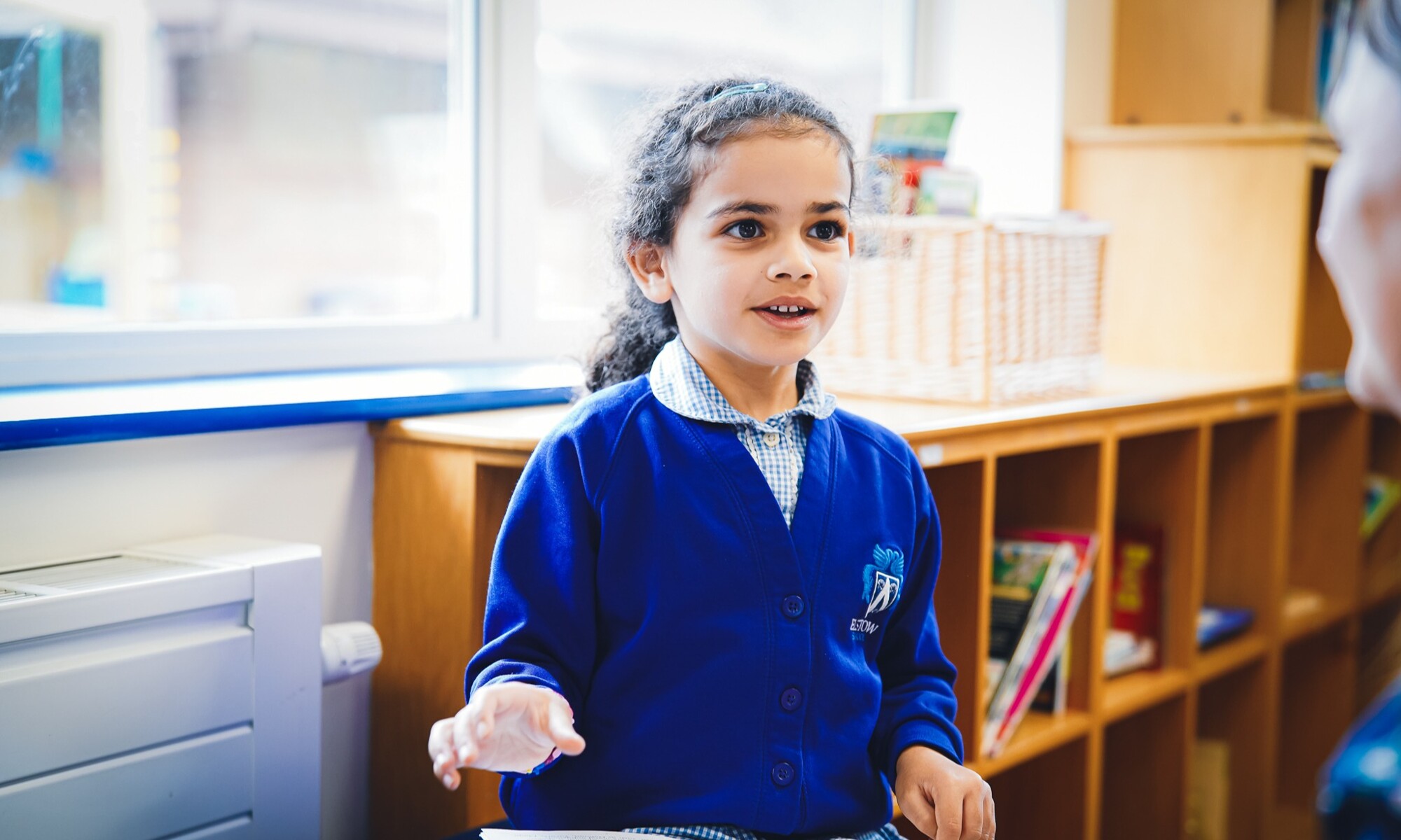 Elstow Student in library